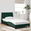 vidaXL Estructura de cama con LED sin colch&oacute;n Hanko terciopelo verde oscuro 100x200 cm