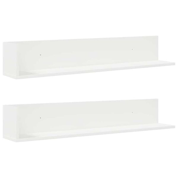 vidaXL Estante de pared 2 uds madera ingenier&iacute;a blanco 100x16,5x16,5cm