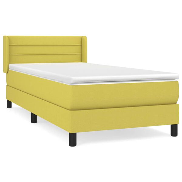 vidaXL Cama box spring con colchón tela verde 80x200 cm