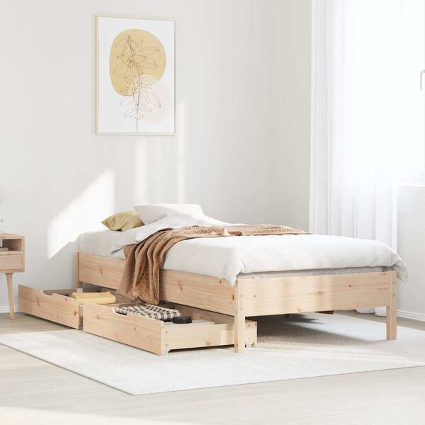 vidaXL Estructura de cama sin colch&oacute;n madera maciza de pino 90x200 cm