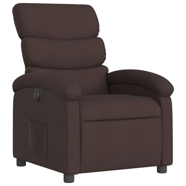 vidaXL Sill&oacute;n reclinable el&eacute;ctrico tela marr&oacute;n oscuro
