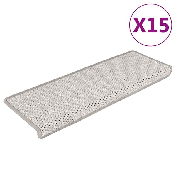 vidaXL Alfombrillas autoadhesivas sisal 15 uds platina 65x21x4 cm