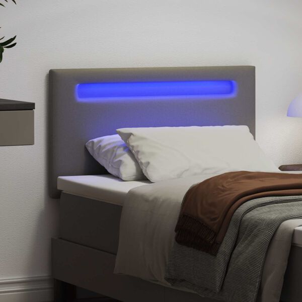 vidaXL Cabecero LED Gris 90 cm Cuero sint&eacute;tico