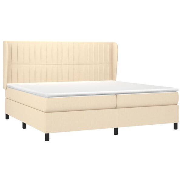 vidaXL Cama box spring con colch&oacute;n tela color crema 200x200 cm