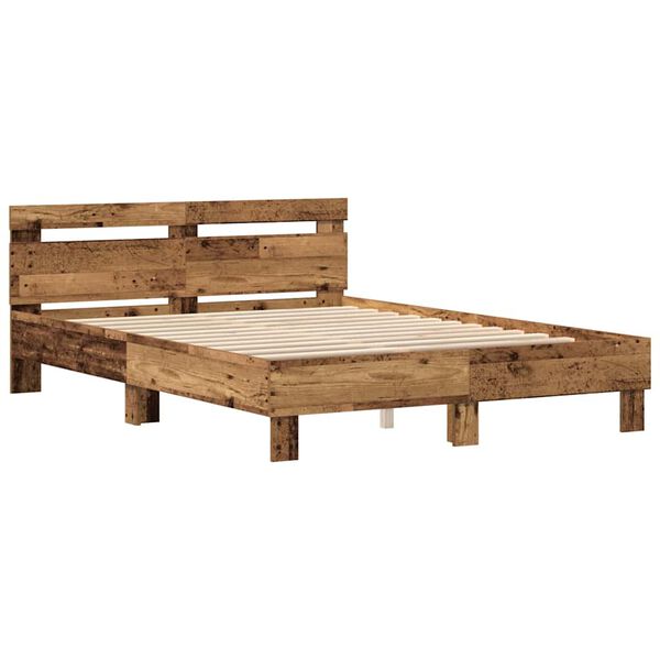 vidaXL Estructura de cama con cabecera Madera vieja 140 x 190 cm