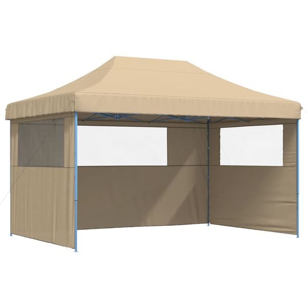 vidaXL Tienda de fiesta plegable Pop-Up con 3 paredes laterales beige