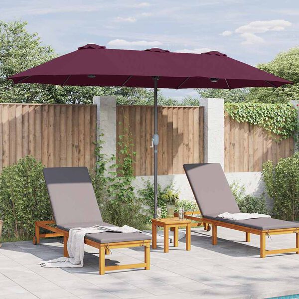 vidaXL Parasol de jardín Rojo burdeos 370 x 197 x 239 cm