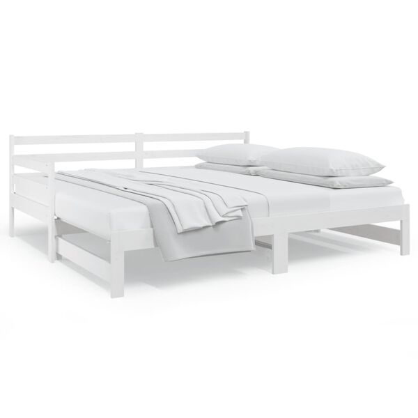 vidaXL Sof&aacute; cama extra&iacute;ble madera maciza de pino blanco 2x(80x200) cm