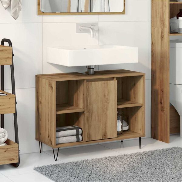 vidaXL Gabinete de Baño con estante Roble artesanal 80 x 33 x 60 cm