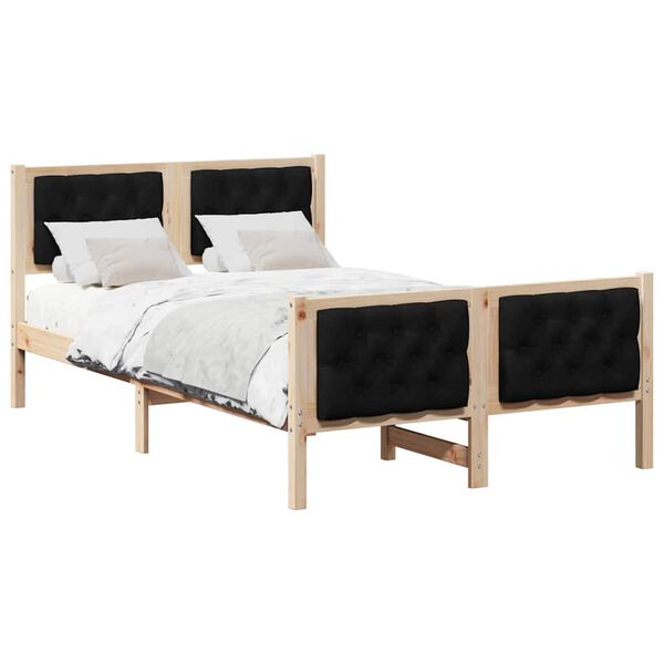 vidaXL Estructura de cama Negro 120 x 190 cm Madera de pino macizo