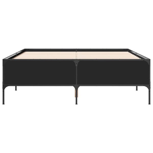 vidaXL Estructura de cama madera de ingenier&iacute;a y metal negro 120x190cm