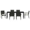 vidaXL Conjunto de Comedor de Jard&iacute;n 7 pcs Negro rat&aacute;n sint&eacute;tico