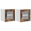 vidaXL Cabinet de vidrio para pared PORTO 2 uds. Roble ahumado
