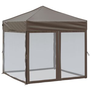 vidaXL Carpa para fiestas plegable con paredes gris taup&eacute; 2x2 m