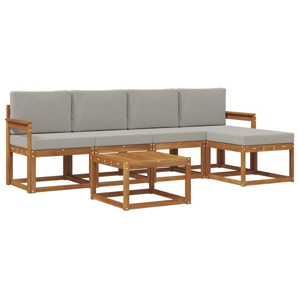 vidaXL Conjunto de sof&aacute;s de exterior 6 pcs Gris Natural y Claro