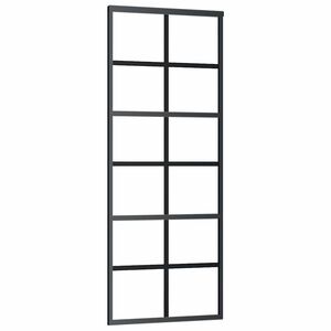 vidaXL Puerta corredera ESG vidrio y aluminio negra 76x205 cm