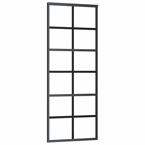 vidaXL Puerta corredera ESG vidrio y aluminio negra 76x205 cm