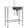 vidaXL Fregadero de camping de un seno y grifo acero inoxidable