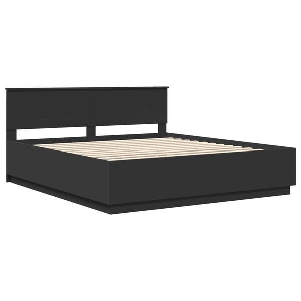 vidaXL Estructura de cama Negro 200 x 200 cm Madera de ingenier&iacute;a