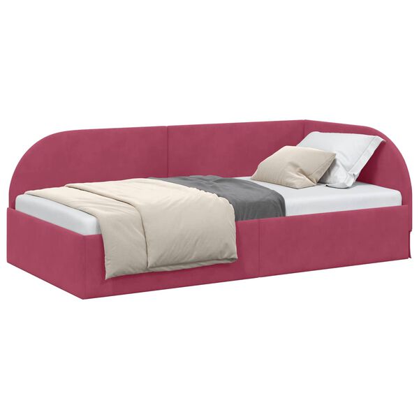 vidaXL Estructura de cama en esquina Rojo vino 90 cm x 190 cm