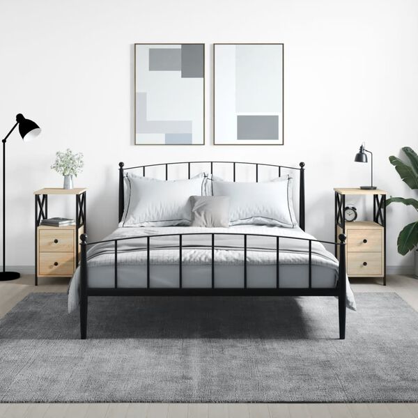 vidaXL Mesita noche 2 uds madera ingenier&iacute;a roble Sonoma 34x35,5x70 cm