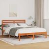 vidaXL Estructura de cama con cabecera Marr&oacute;n cera 135 x 190 cm