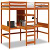 vidaXL Cama alta sin colch&oacute;n madera maciza pino marr&oacute;n cera 90x190 cm