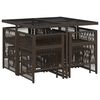 vidaXL Set comedor para jard&iacute;n 9 pzas y cojines rat&aacute;n sint&eacute;tico marr&oacute;n