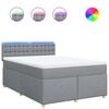 vidaXL Cama box spring con colch&oacute;n tela gris claro 160x200 cm