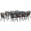 vidaXL Conjunto de Comedor de Jard&iacute;n 9 pcs Marr&oacute;n rat&aacute;n sint&eacute;tico