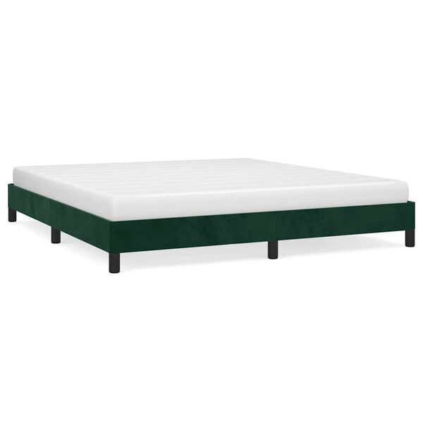 vidaXL Estructura cama sin colch&oacute;n terciopelo verde oscuro 160x200 cm