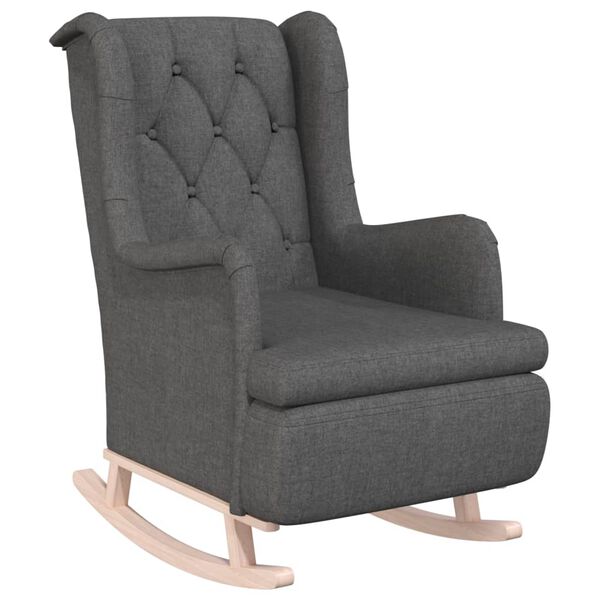 vidaXL Sill&oacute;n con patas mecedoras madera caucho terciopelo gris oscuro