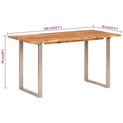 vidaXL Mesa de comedor de madera maciza de acacia 140x70x76 cm
