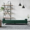 vidaXL Sof&aacute; cama con reposabrazos terciopelo verde oscuro