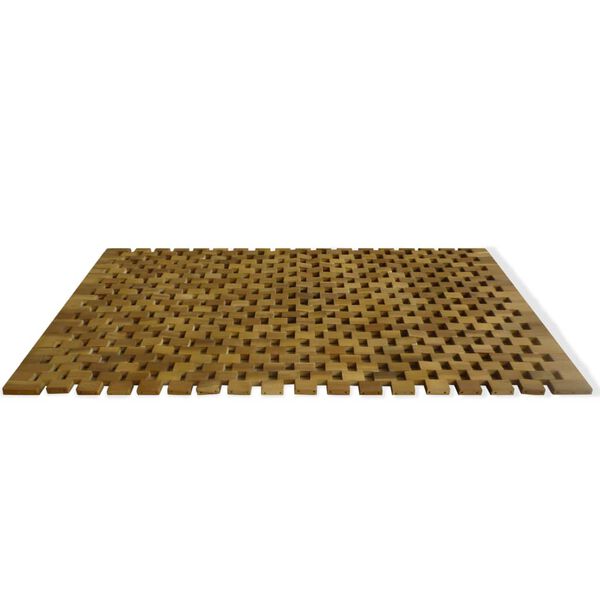 vidaXL Alfombrilla de ba&ntilde;o de madera de acacia mosaico 80x50 cm