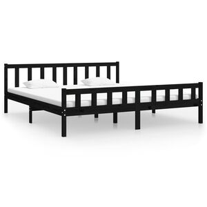 vidaXL Estructura de cama sin colch&oacute;n madera maciza negro 160x200 cm
