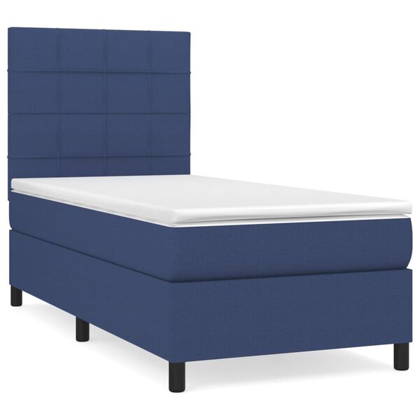 vidaXL Cama box spring con colch&oacute;n tela azul 80x200 cm