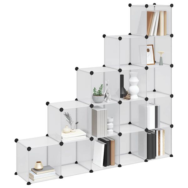 vidaXL Estanter&iacute;a de cubos con 15 compartimentos PP transparente