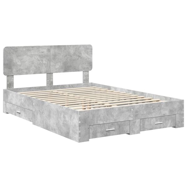 vidaXL Estructura de cama con cabecera Gris Concreto 140 x 200 cm