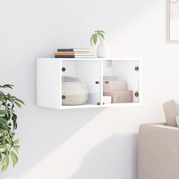 vidaXL Mueble de pared con puertas de vidrio blanco 68,5x37x35 cm