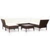 vidaXL Set muebles de jard&iacute;n 8 piezas y cojines rat&aacute;n sint&eacute;tico marr&oacute;n