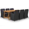 vidaXL Juego de comedor para jard&iacute;n de 7 piezas negro