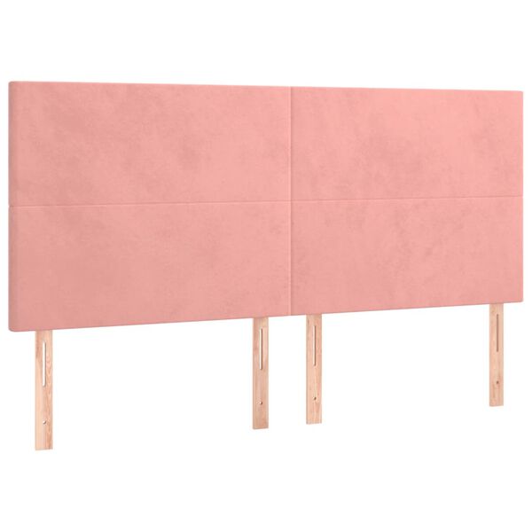 vidaXL Cabecero de cama rosa 180x5x118/128 cm Terciopelo