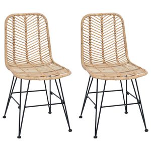 vidaXL Silla de comedor 2 uds. Ratan e Hierro Natural