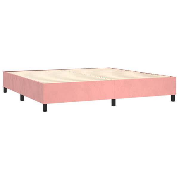 vidaXL Cama box spring con colch&oacute;n terciopelo rosa 200x200 cm