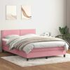 vidaXL Cama box spring con colch&oacute;n terciopelo rosa 160x220 cm