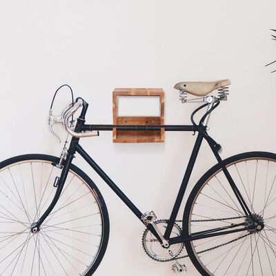 vidaXL Soporte para bicicletas de pared madera de acacia 35x25x25 cm