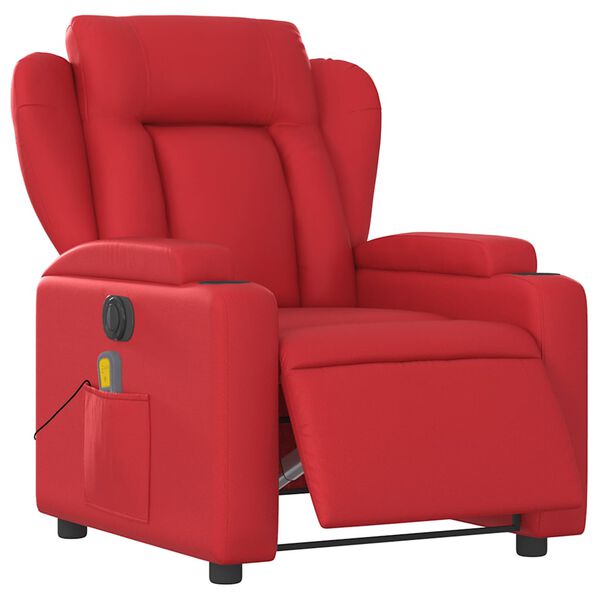 vidaXL Sill&oacute;n de masaje reclinable el&eacute;ctrico de cuero artificial rojo
