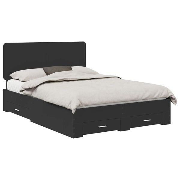 vidaXL Estructura de cama Negro 140 x 190 cm Madera de ingenier&iacute;a