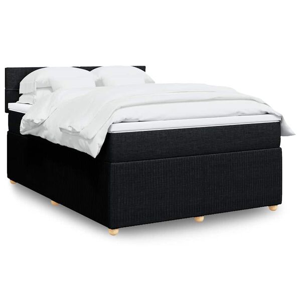 vidaXL Cama box spring con colch&oacute;n tela negro 160x200 cm